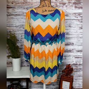GB Chevron Colorful Print Dress Size S